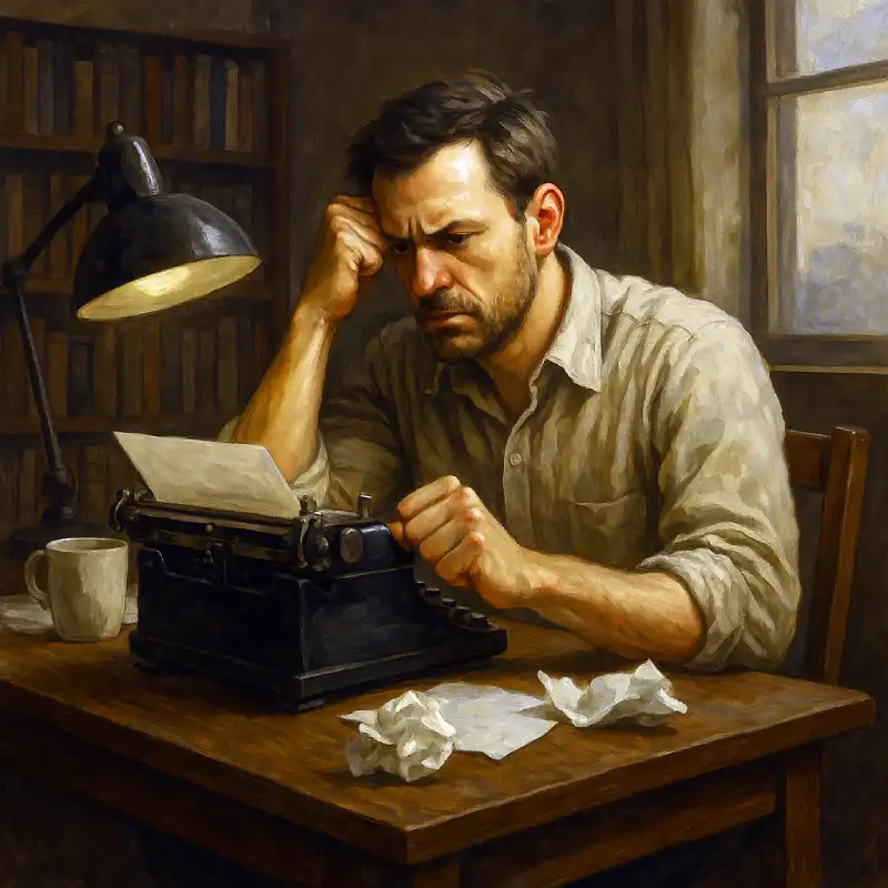 A writer showing persistence in the face of writer’s block